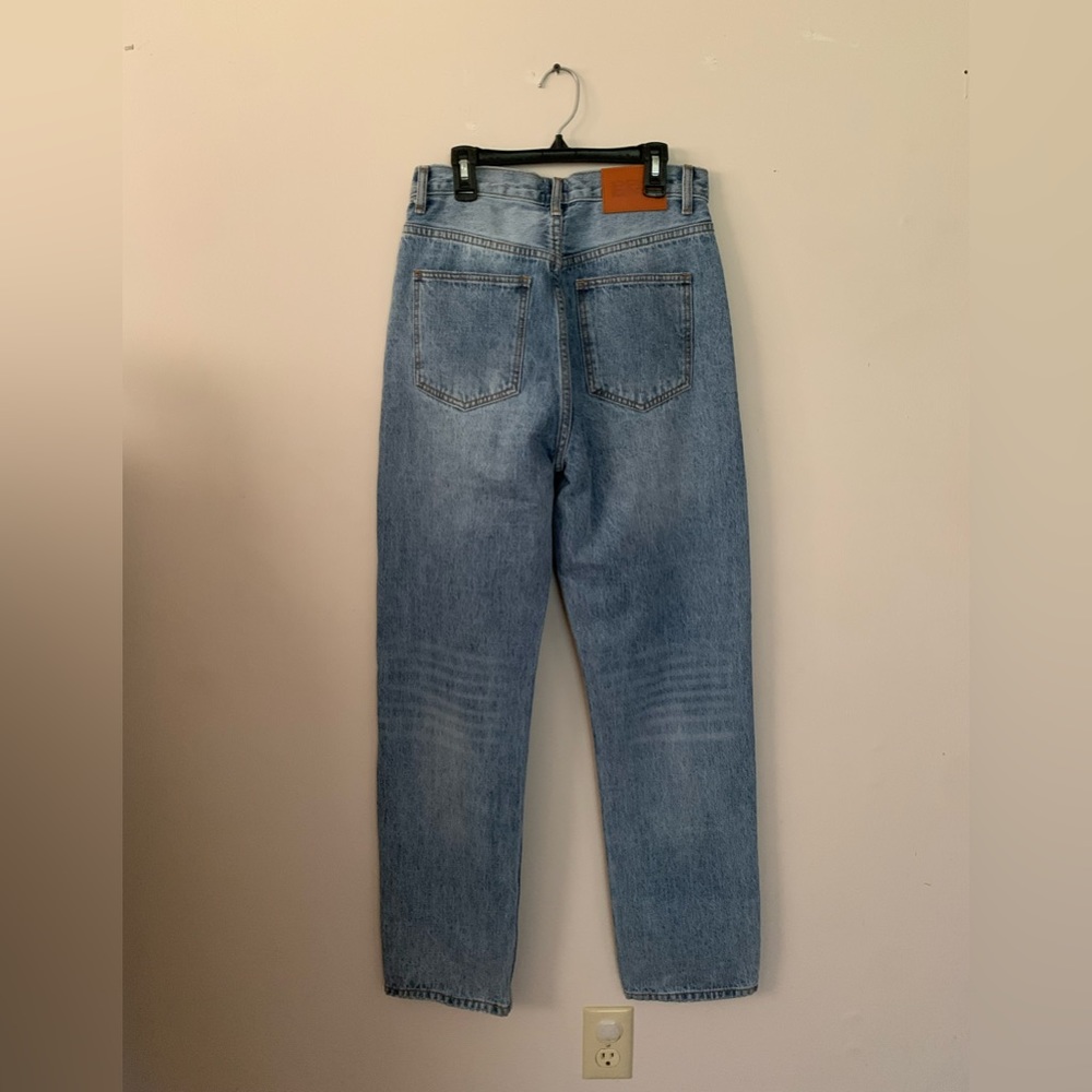Princess Polly (0) asymmetric cross over straight leg high waist jeans - Picture 3 of 6